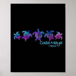 Poster Costa Maya Beach Design _ Cadeau de tortue tribale