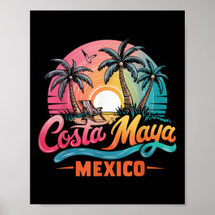 Poster Costa Maya Mexico Tropical Sunset Beach Souvenir V