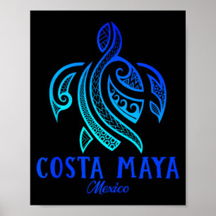 Poster Costa Maya Mexique Tortue de mer Tie Dye Hibiscus