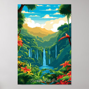 Poster Costa Rica voyage vintage des Caraïbes