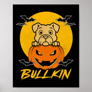 Poster Costume Citrouille Halloween Fun Bulldog Halloween