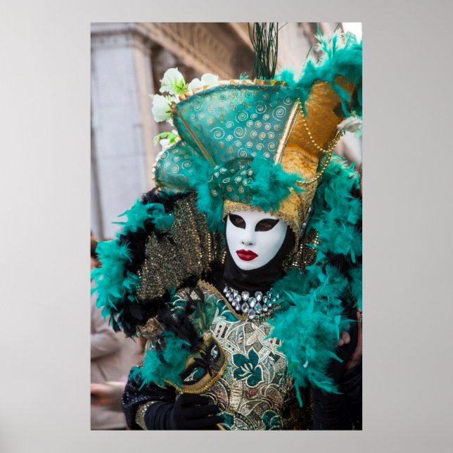 Poster Costume de Carnaval turquoise, Venise (Devant)