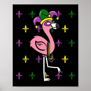 Poster Costume de défilé de carnaval flamant Mardi Gras