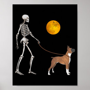 Poster Costume de Halloween pour chien Boxer squelette