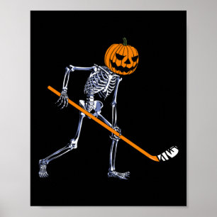 Poster Costume de hockey sur glace squelette citrouille H