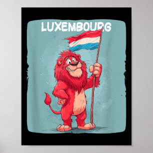 Poster Costume de lion drapeau luxembourgeois cool pour g