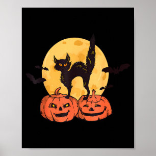 Poster Costume de lune de citrouille de chat noir Hallowe
