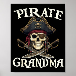 Poster Costume de pirate drôle à crâne de grand-mère pour
