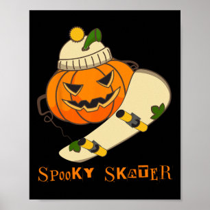 Poster Costume de skateboard de citrouille Halloween Drôl