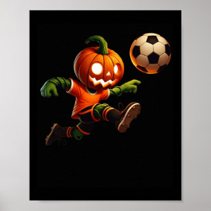 Poster Costume de soccer Halloween visage de citrouille h