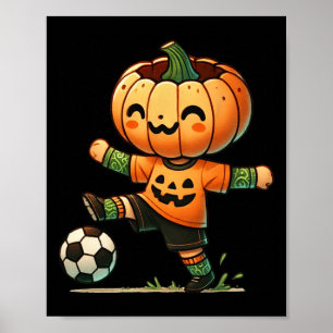 Poster Costume de soccer Halloween visage de citrouille p