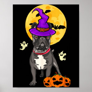 Poster Costume de sorcière d'Halloween pour chien bouledo