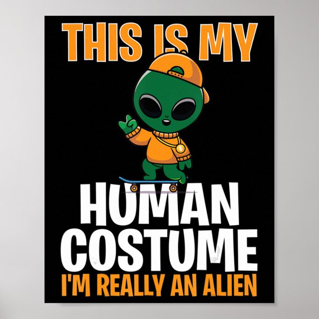 Poster Costume d'Halloween C'est mon costume humain Je su (Devant)