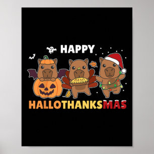 Poster Costume d'Halloween de Noël Capybara Happy Halloth