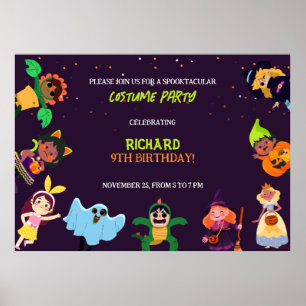 Poster Costume d'Halloween mignonne Fête d'Anniversaire m