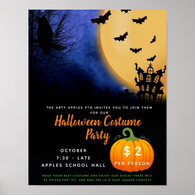 Poster Costume d'Halloween soirée thème événement tronc o (Devant)