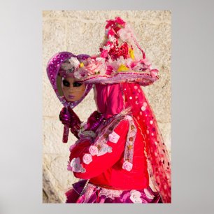 Poster Costume du Carnaval rouge, Venise