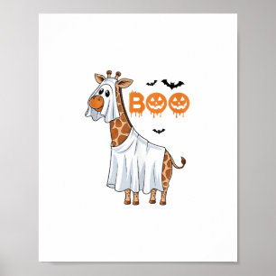 Poster Costume Halloween de girafe mignon Boo Amoureux de
