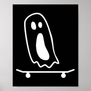 Poster Costume Halloween paresseux skateboard fantôme drô
