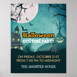Poster Costume Maison Hantée éffrayante nuit Ciel Hallowe