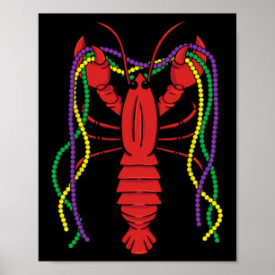 Poster Costume Mardi Gras Crawfish Carnival Crayon fish C