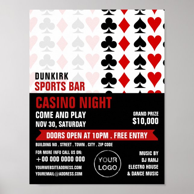Poster Costumes de carte, Nuit Casino, Industrie du jeu (Devant)