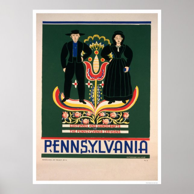 Poster Costumes de couple Amish 1938 WPA (Devant)