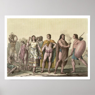 Poster Costumes des Mexicains (gravure en couleur)