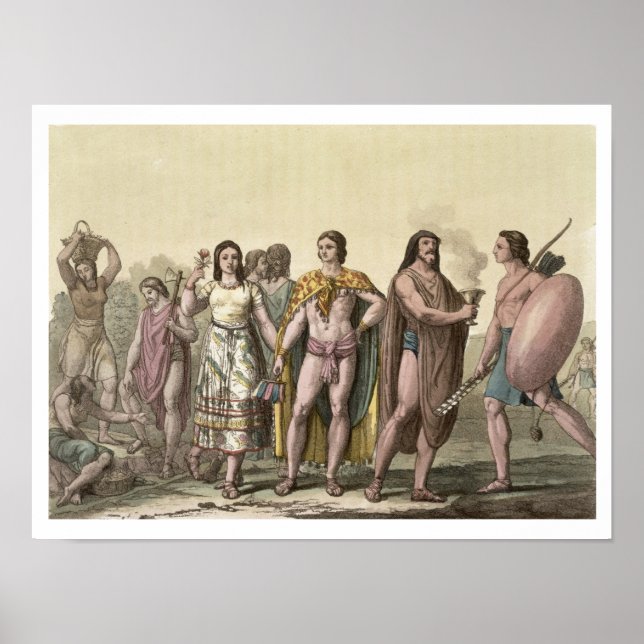 Poster Costumes des Mexicains (gravure en couleur) (Devant)