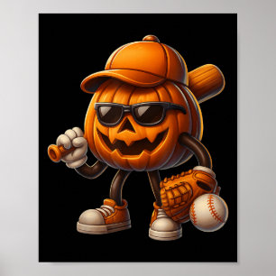 Poster Costumes d'Halloween de baseball Jack-o'-lantern é