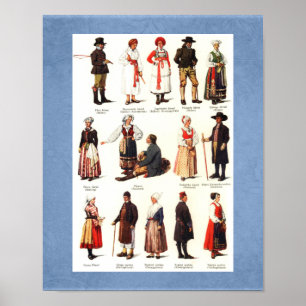 Poster Costumes folkloriques nationaux de Suède