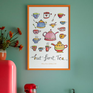 Poster Cosy Cottagecore Tea Citation Boho Illustré À La M