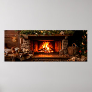 Poster Cosy Home Cheminée Scène