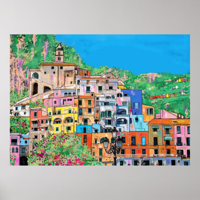 Poster Côte amalfitaine d'Italie Art numérique traditionn (Devant)