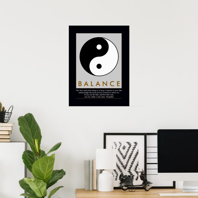 Poster cote balance zen yin yang (Bureau à domicile)