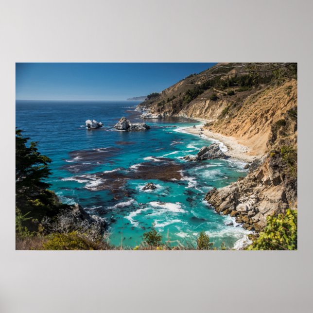 Poster Côte Big Sur, Côte Ouest, Côte Pacifique (Devant)