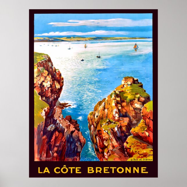 Poster Côte bretonne, vue sur la région, France, voyage (Devant)