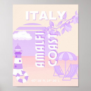 Poster Côte d'Amalfi, Art du voyage, Voyage à Preppy, Pas