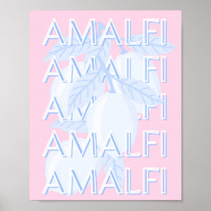 Poster Côte d'Amalfi, Italie, Art Voyage, Preppy