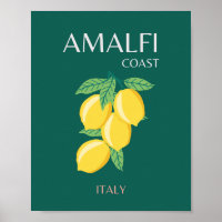 Côte d'Amalfi, Italie, Art Voyage, Rétro, Vert