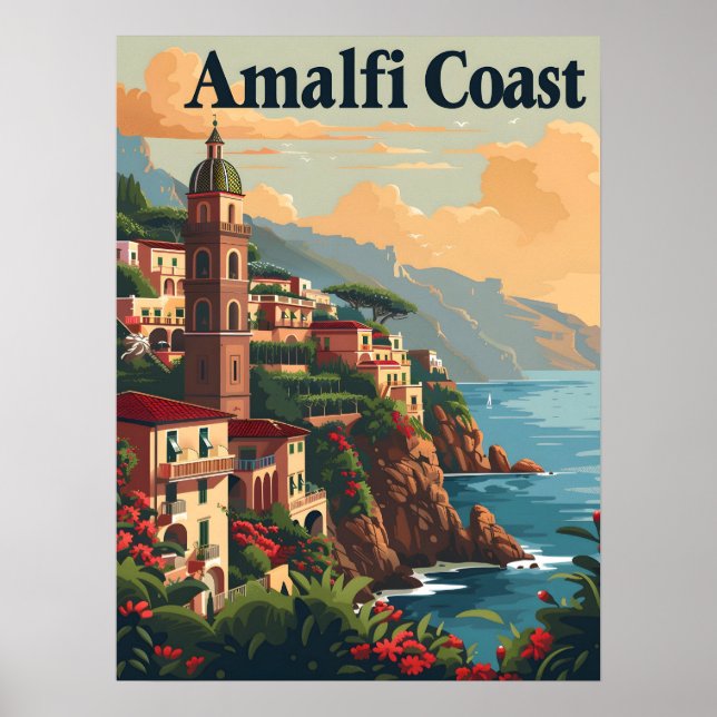 Poster Côte d'Amalfi Vintage (Devant)