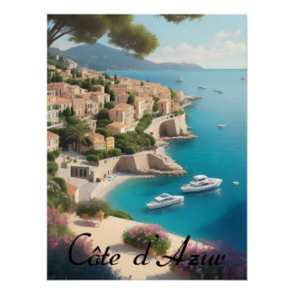 Poster Cote d'Azur France French Riviera Travel Print
