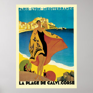 Poster Côte d'Azur La Plage De Calvi Corse