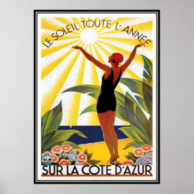 Poster Côte d'Azur vintage, France - (Devant)