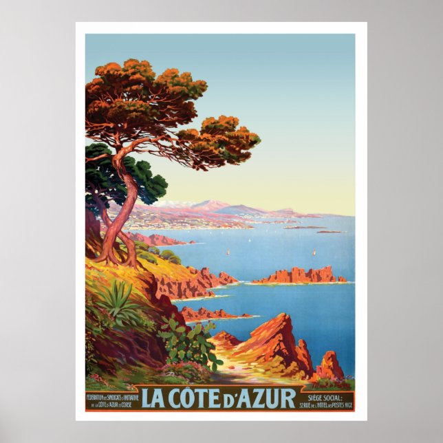 Poster Côte d'Azur, vue sur la Côte d'Azur (Devant)