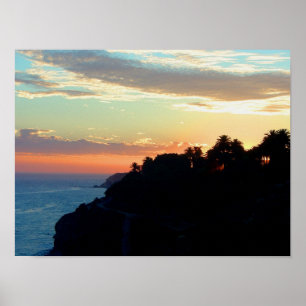 Poster Côte de Californie au coucher du soleil San Pedro 