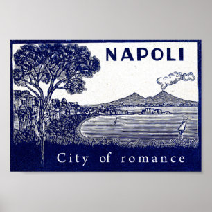 Poster Côte de Naples, Italie, ville, romance, volcan