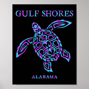 Poster Côte du Golfe Alabyma Rétro Tortues de mer Garçons