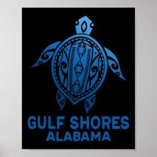 Poster Côte du Golfe Alabyma Tribyl Tattoo Tortue bleue