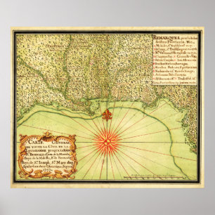 Poster Côte du Golfe des États-UnisCarte panoramique